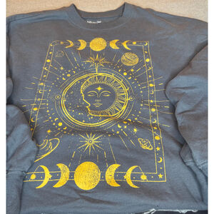 Rebellious One Sweatshirt Gray Moons Astrology‎ Crewneck Pre-Owned Size L